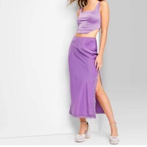 Long SATIN PURPLE SKIRT